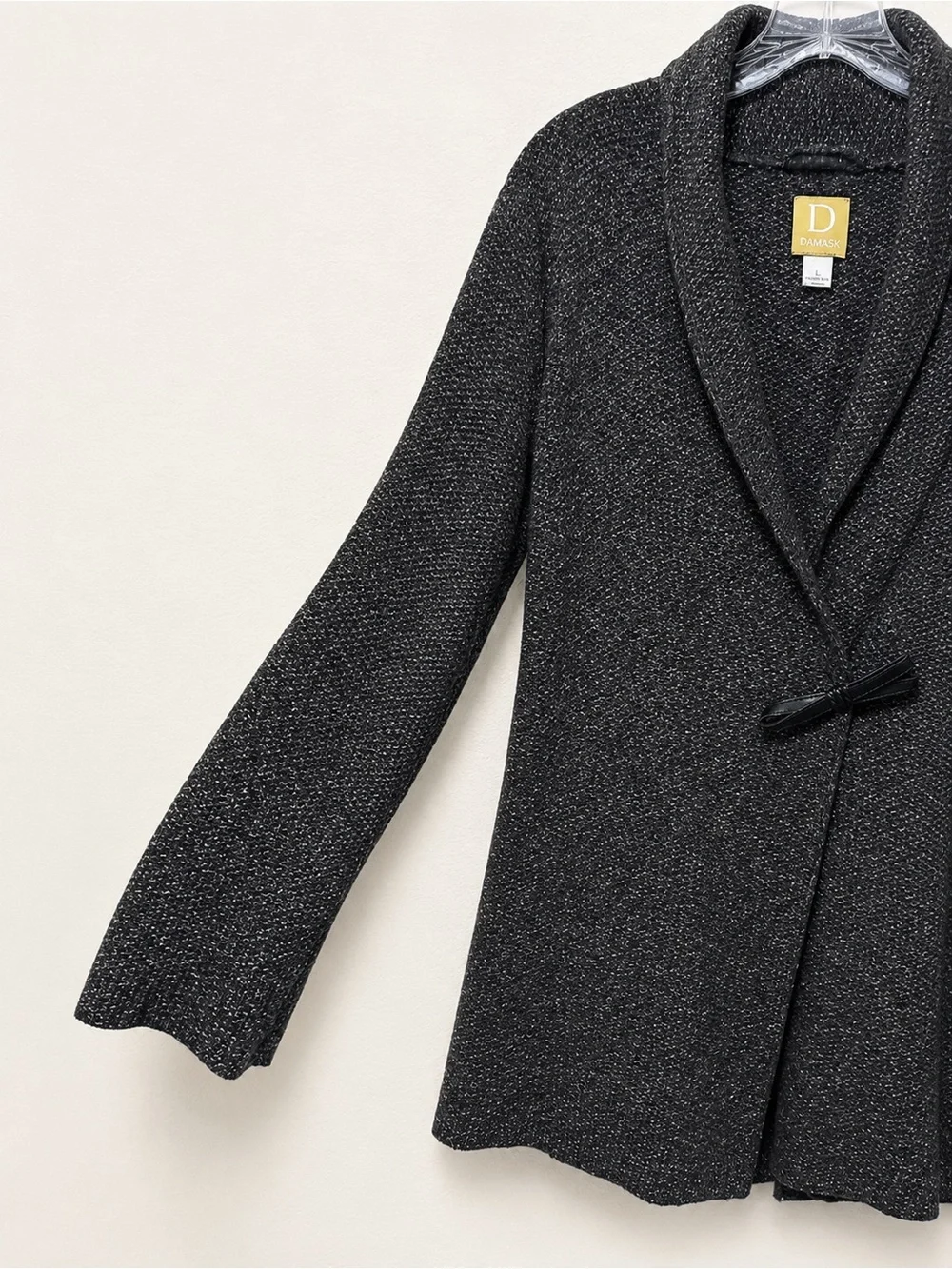 Damask Large Cashmere Angora Wool Blend Charcoal Longline Coatigan Cardigan Chic